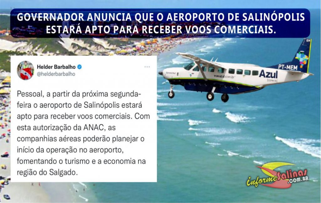 Governador anuncia que o aeroporto de Salinópolis estará apto para receber voos comerciais